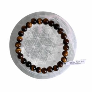 Bracelet Œil de tigre boule 8mm AA - TAILLE 2