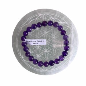 Bracelet boule 08mm Améthyste Brésil A - TAILLE 2