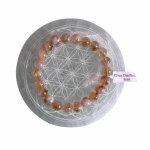 Bracelet boule 08mm Citrine chauffée AA - TAILLE 1