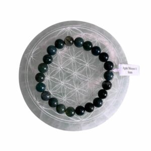 Bracelet boule 08mm agate mousse A - TAILLE 1