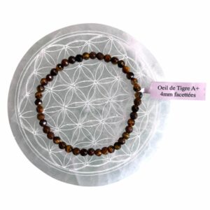 Bracelet Facetté 4mm œil de tigre A - TAILLE 1