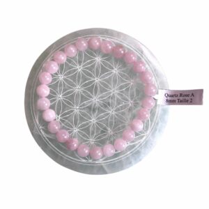 Bracelet boule 08mm quartz rose Madagascar A - TAILLE 2