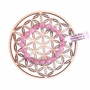 Bracelet boule 08mm quartz rose Madagascar A - TAILLE 0
