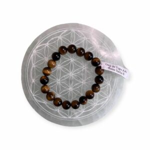 Bracelet boule 08mm œil de tigre AA - TAILLE 0