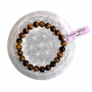 Bracelet boule 08mm œil de tigre AA - TAILLE 1