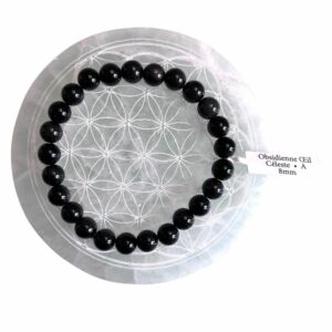 Bracelet boule 08mm obsidienne œil céleste A - TAILLE 1