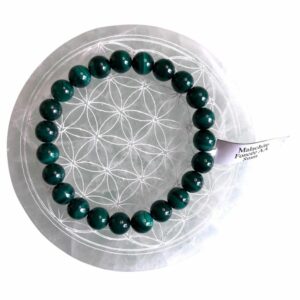 Bracelet boule 08mm malachite foncé AA - TAILLE 1
