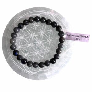 Bracelet boule 08mm labradorite noire A - TAILLE 1