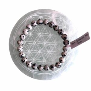 Bracelet boule 08mm jaspe dalmatien AB - TAILLE 1