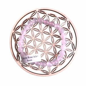 Bracelet boule 08mm calcite rose AA - TAILLE 1